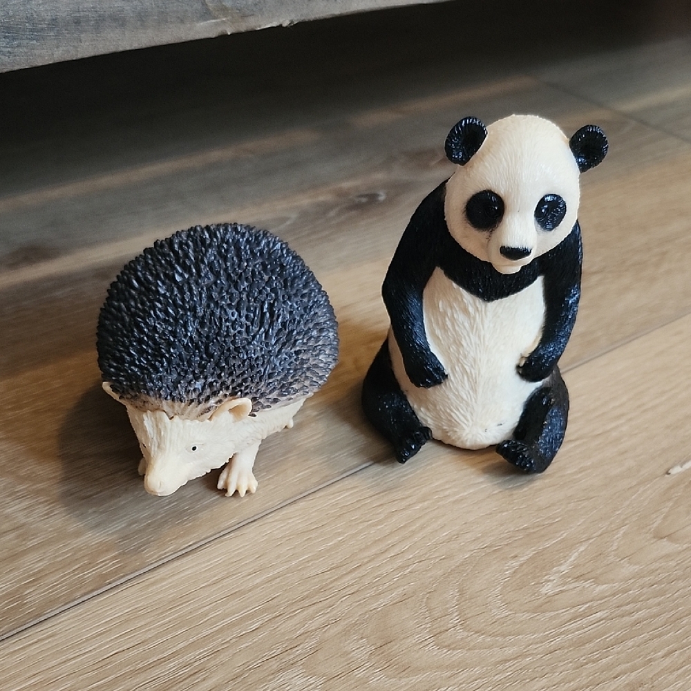 Hedgehog and Panda Figurines